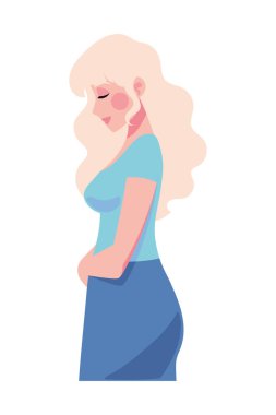 Aylarca hamile kalan sarışın kadın illüstrasyonu izole edilmiş.