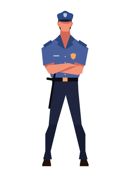 Policía Pie Con Brazos Cruzados Ilustración Aislado — Vector de stock