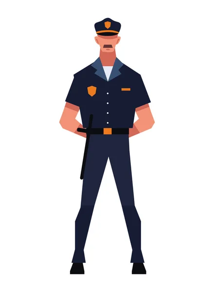 Police Standing Security Isolated Illustration — Stock Vector