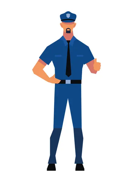 Polizia Piedi Uomo Illustrazione Isolato — Vettoriale Stock