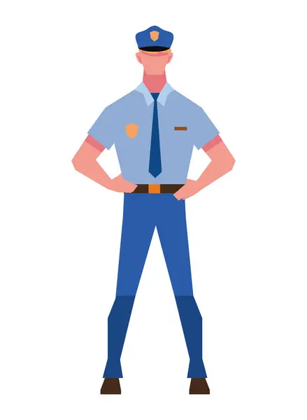Politie Staan Uniform Illustratie Geïsoleerd — Stockvector