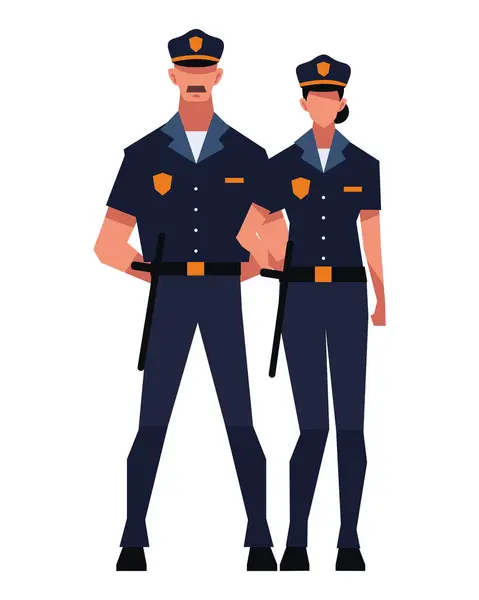 Polices Standing Character Isolated Illustration — Stock Vector