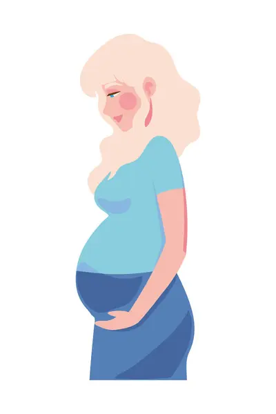 Μήνες Έγκυος Γυναίκα Απομονωμένο Φορέα — Διανυσματικό Αρχείο