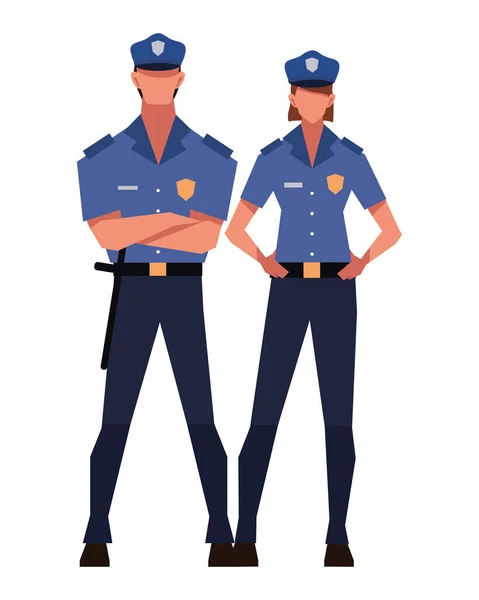 Polices Standing Front View Illustration Isolated — Stock Vector