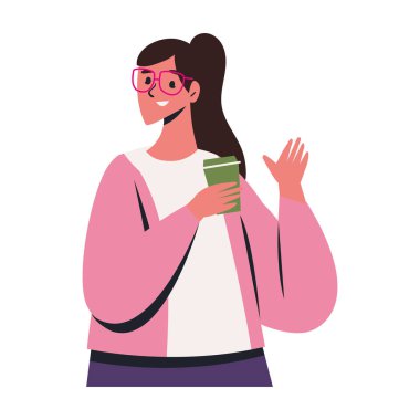 Kahve portresi içen kadın izole edilmiş.