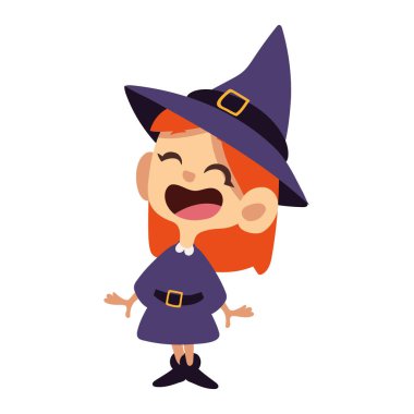 Cadılar Bayramı gizlenmiş cadı kız illüstrasyonu izole edildi