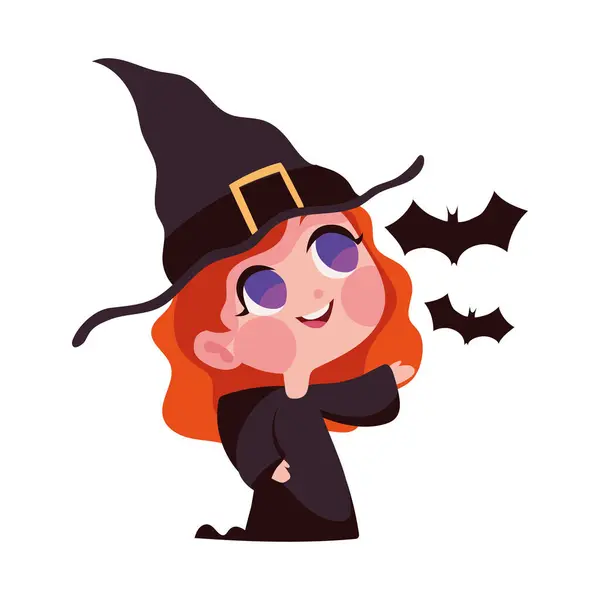 Halloween Witch Cartoon Isolated Icon — Stock Vector
