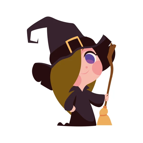 Хэллоуинская Ведьма Изолированной Метлой — стоковый вектор
