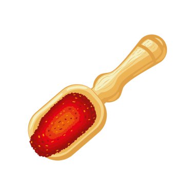 Kaşık illüstrasyonunda kırmızı biber tozu izole edildi