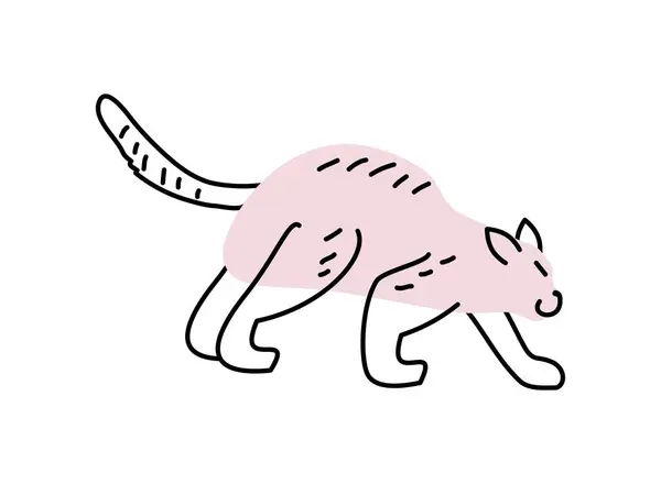 Mascote Gato Adorável Ilustração Isolada — Vetor de Stock