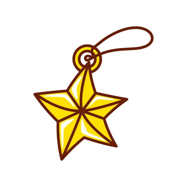 Christmas Gold Star Illustration Isolated — Stock Vector