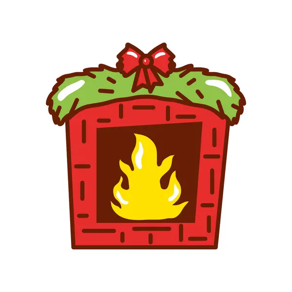 Kerstmis Chimeny Decoratie Illustratie Geïsoleerd — Stockvector