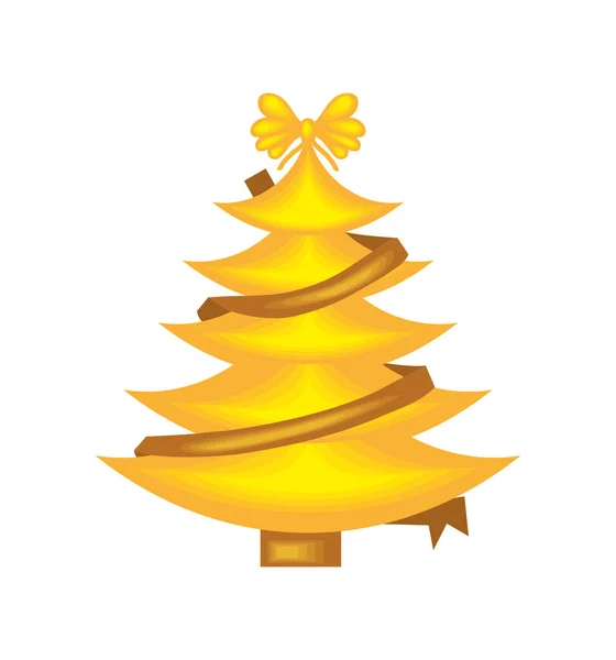 Árvore Natal Ilustração Dourada Isolado — Vetor de Stock