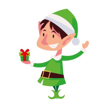 Noel karakteri elf çizimi izole edildi