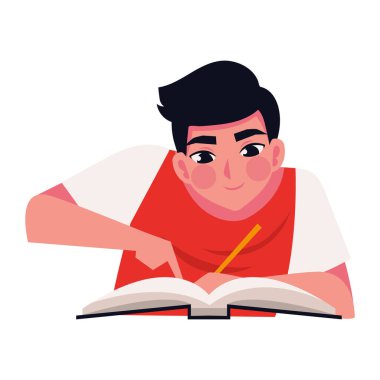 İzole edilmiş kağıtta yazan adam.