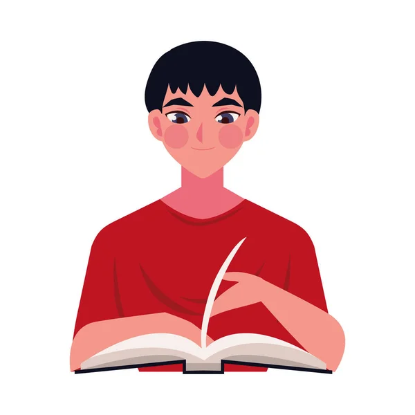 孤立地学习和阅读书籍插图的人 — 图库矢量图片