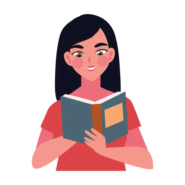Γυναίκα Ανάγνωση Μάθημα Απεικόνιση Απομονωμένη — Διανυσματικό Αρχείο