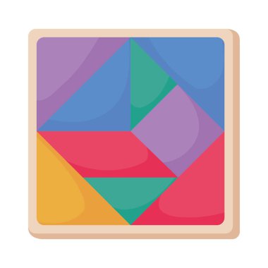 Tahta oyuncak kare şeklindeki illüstrasyonu izole eder