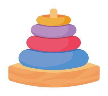 Tahta oyuncak piramidini bloke eder