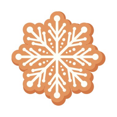 Noel kurabiyesi kar tanesi çizimi izole edilmiş.