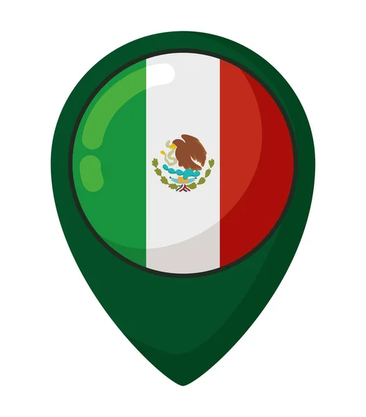 Bandera Mexicana Ubicación Pin Ilustración Aislado — Vector de stock