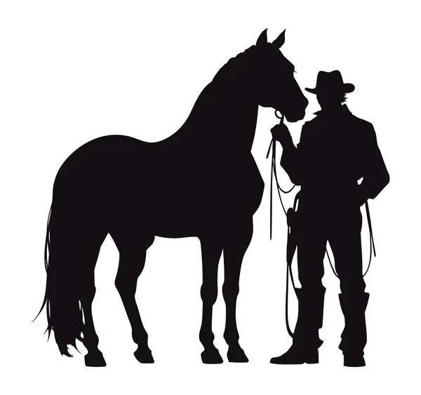 Cowboy Silhouette Horse Isolated Design — Stock Vector