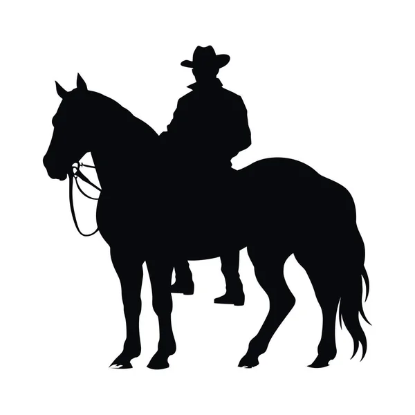 Cowboy Silhouette Horse Illustration Design — Stock Vector