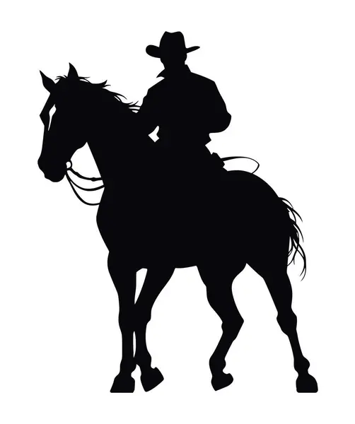 stock vector cowboy silhouette in horse rodeo isolated