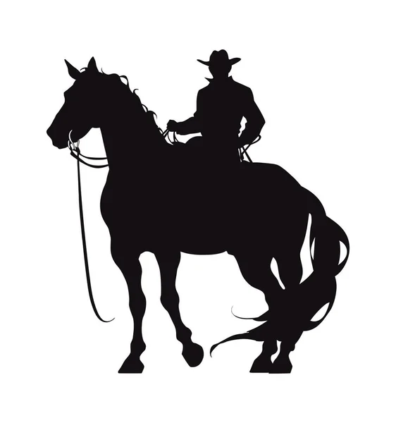 Cowboy Silhouette Horse Profile Isolated — Stock Vector