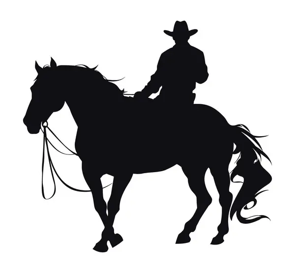Cowboy Silhouette Pferdestil Isoliert — Stockvektor
