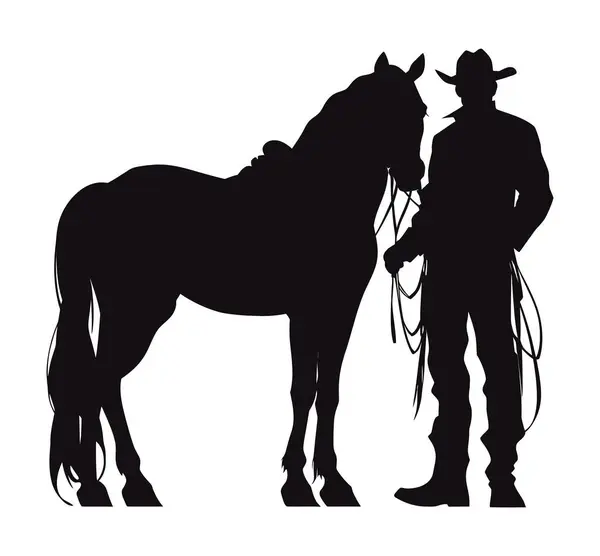 Cowboy Silhouette Horse Icon Design Isolated — Stock Vector