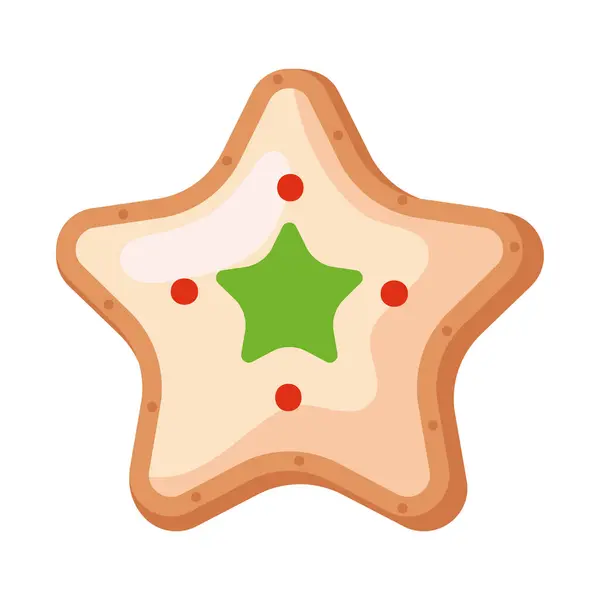 Galleta Navidad Estrella Ilustración Aislada — Vector de stock