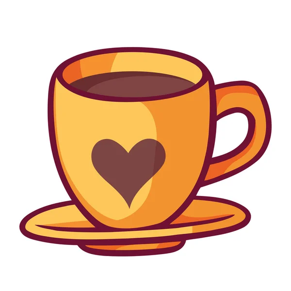 Coffee Cup Heart Illustration Isolated — Stock Vector