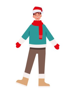 Eşarp illüstrasyonlu Noel adamı izole edilmiş.