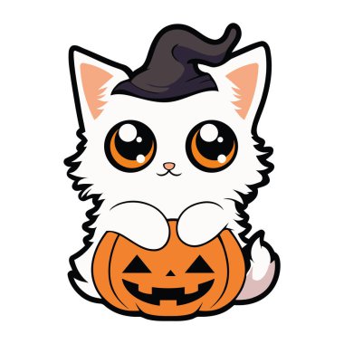 Cadılar bayramı beyaz kedi resimlerini izole ettik.