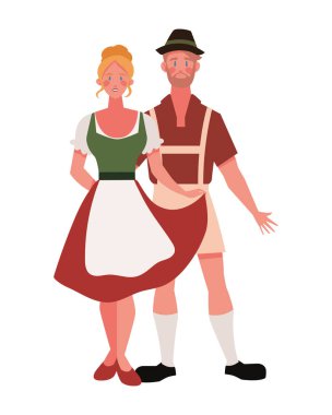 Alman çift karakteri çizimi izole edildi