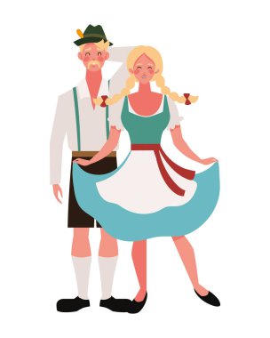 Geleneksel illüstrasyon kostümlü Alman çift