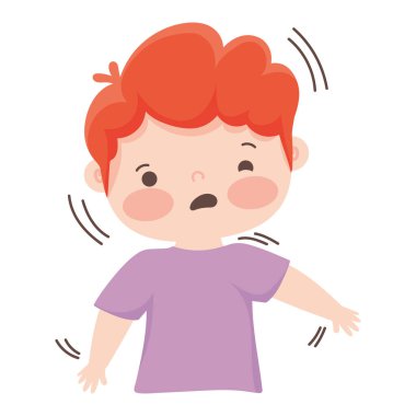 Tourette sendromlu çocuk illüstrasyonu izole edildi