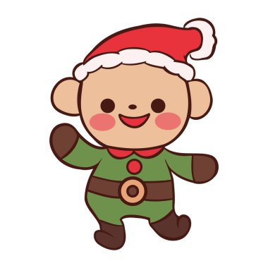 Noel elfi şirin, izole edilmiş bir resim.