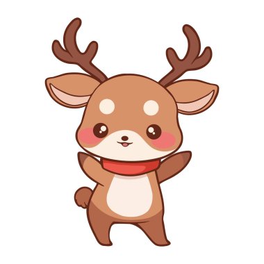 Yılbaşı ren geyikleri küçük, izole bir çizim