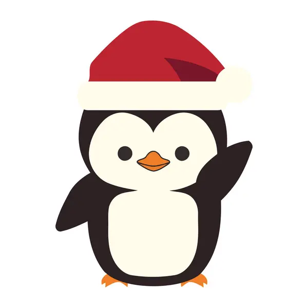 Christmas Penguin Cap Isolated — Stock Vector