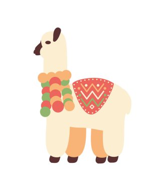 Peru lama hayvan çizimi izole edildi
