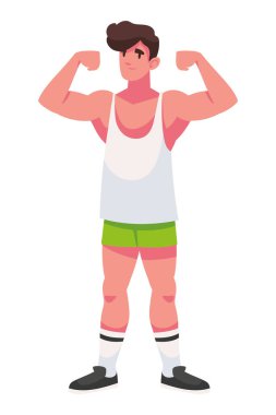 fitness güçlü erkek illüstrasyon tasarımı