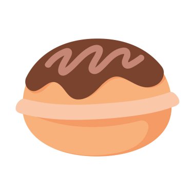 Hanuka çikolatalı sufganiyot çizimi izole edilmiş.