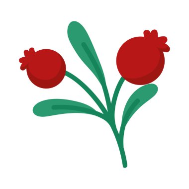 kırmızı çiçekler doğa çizimi izole