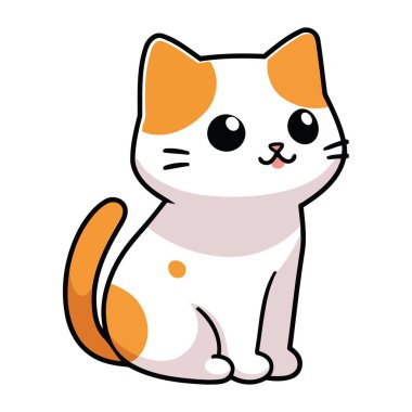 Kedi maskotu oturma illüstrasyonu izole