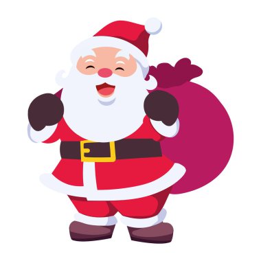 Noel Baba ve hediye çuvalı çizimleri izole edilmiş.