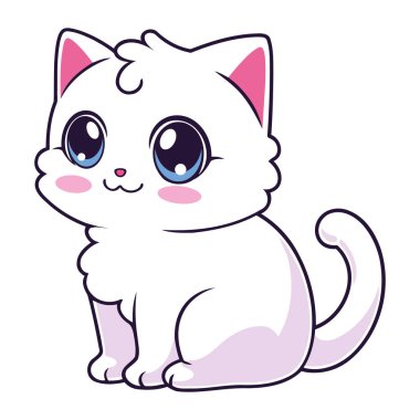 Kedi maskotu komik illüstrasyon izole