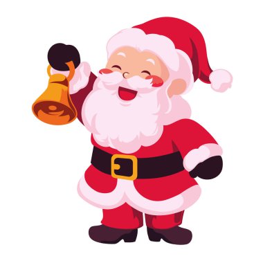 Çan resimli Noel Baba izole edilmiş.