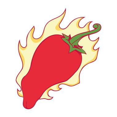 Yarım jalapeno yanan illüstrasyon izole